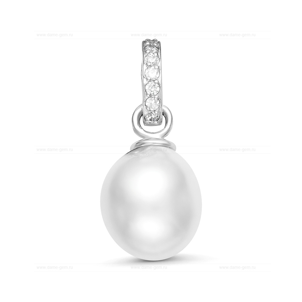 Кулон из серебра с белой Австралийской жемчужиной 9,6-9,9 мм. Артикул 12252 Кулон из серебра с белой Австралийской жемчужиной 9,6-9,9 мм. Артикул 12252
