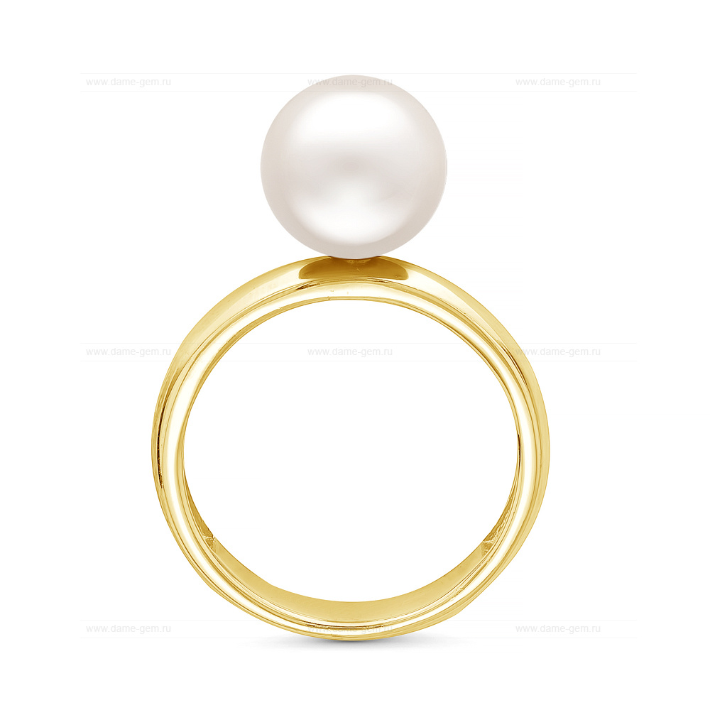 Кольцо из серебра 925 пробы с белой жемчужиной 8-8,5 мм. Артикул 12073