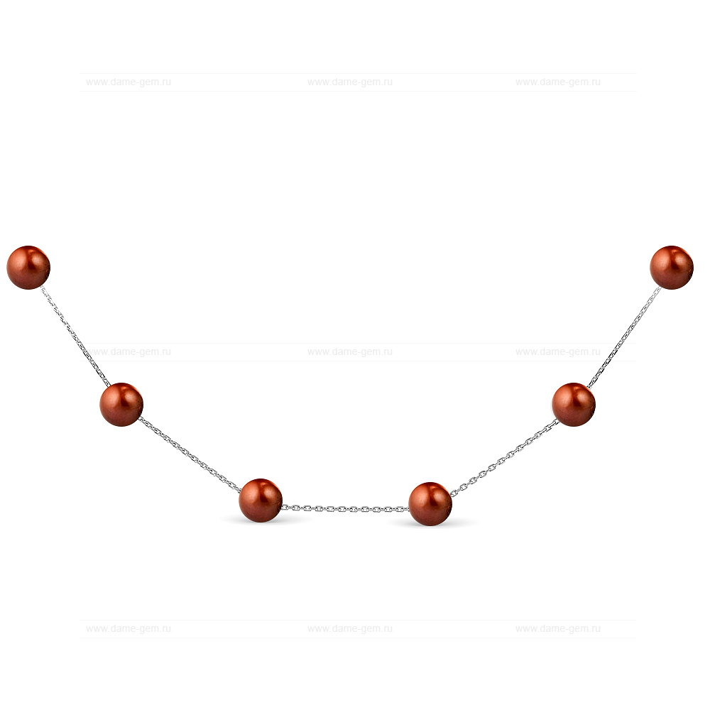 Цепочка из сплава с шоколадными речными жемчужинами 8-8,5 мм. Артикул 12427