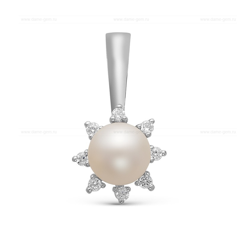 Кулон из белого золота с белой жемчужиной 7,5-8 мм. Артикул 10073 Кулон из белого золота с белой жемчужиной 7,5-8 мм. Артикул 10073