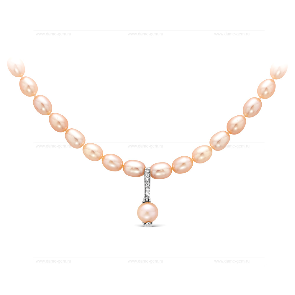 Ожерелье с кулоном из розового речного жемчуга 7,5-8 мм. Качество жемчуга наивысшее ААА. Артикул 9941 Ожерелье с кулоном из розового речного жемчуга 7,5-8 мм. Качество жемчуга наивысшее ААА. Артикул 9941