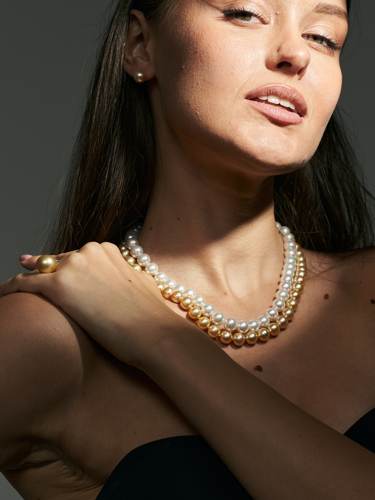 Ожерелье из белого морского жемчуга Акойя (Япония)  9,5-10 мм. Качество жемчуга наивысшее ААА. Артикул 9505