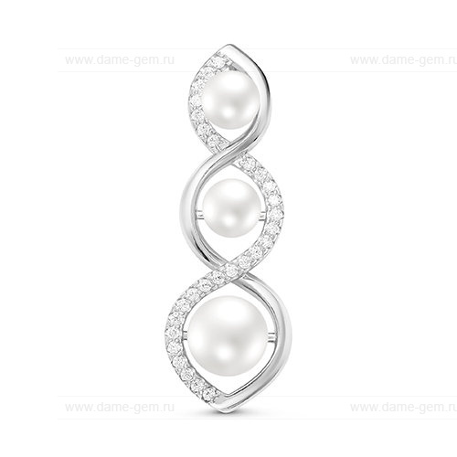 Кулон из серебра с белыми жемчужинами 6-8 мм. Артикул 12588 Кулон из серебра с белыми жемчужинами 6-8 мм. Артикул 12588