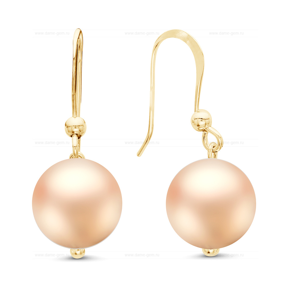 Серьги из серебра с розовыми жемчужинами 9-10 мм. Артикул 11259 Серьги из серебра с розовыми жемчужинами 9-10 мм. Артикул 11259