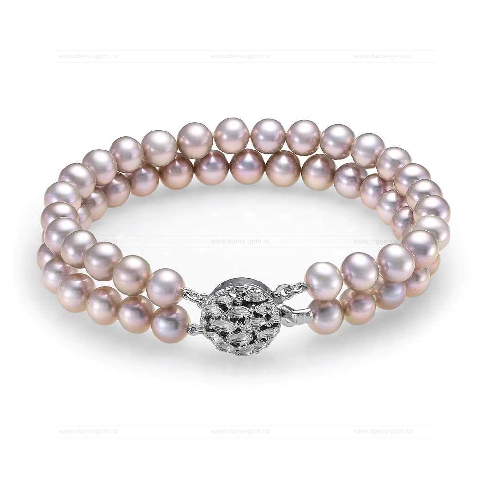 Браслет в 2 ряда из серого круглого морского жемчуга 6,5-7 мм. Качество жемчуга наивысшее ААА. Артикул 10301