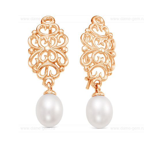 Серьги из серебра с белыми жемчужинами 7,5-8 мм. Артикул 12463 Серьги из серебра с белыми жемчужинами 7,5-8 мм. Артикул 12463