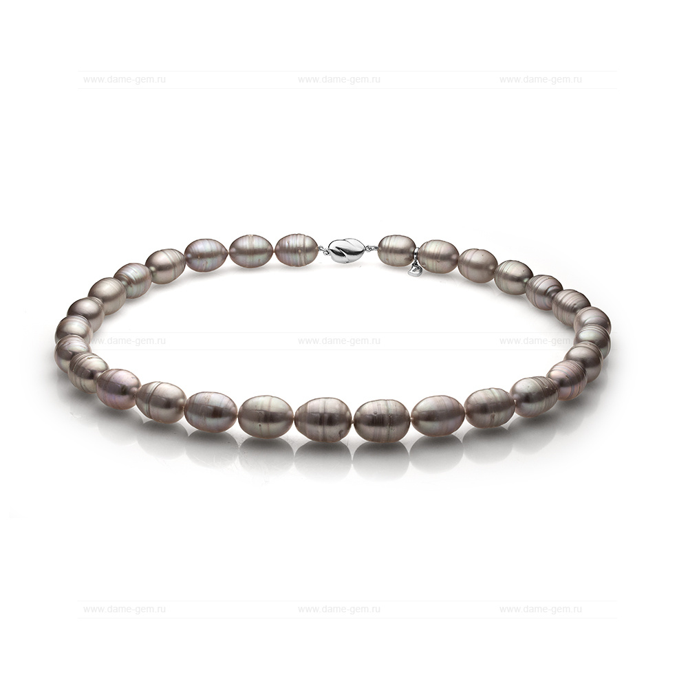 Ожерелье из серого барочного речного жемчуга 11-12 мм. Качество жемчуга среднее АА. Артикул 11148