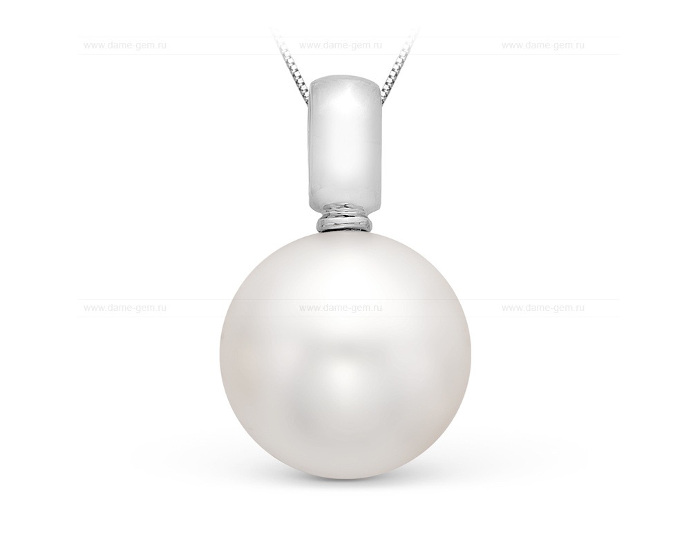 Кулон из белого золота с белой Австралийской жемчужиной 13,6-13,9 мм. Артикул 11079 Кулон из белого золота с белой Австралийской жемчужиной 13,6-13,9 мм. Артикул 11079