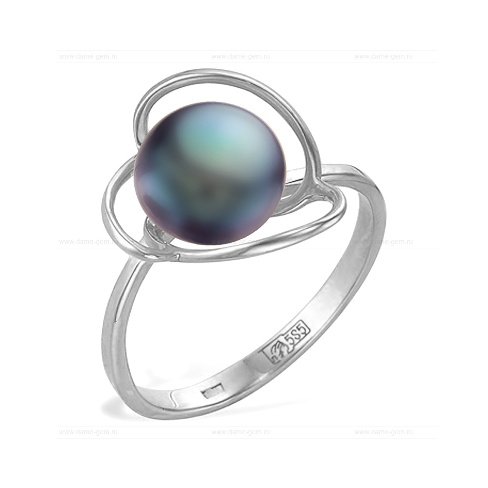 Кольцо из серебра 925 пробы с черной речной жемчужиной 8,5-9 мм. Артикул 11448 Кольцо из серебра 925 пробы с черной речной жемчужиной 8,5-9 мм. Артикул 11448