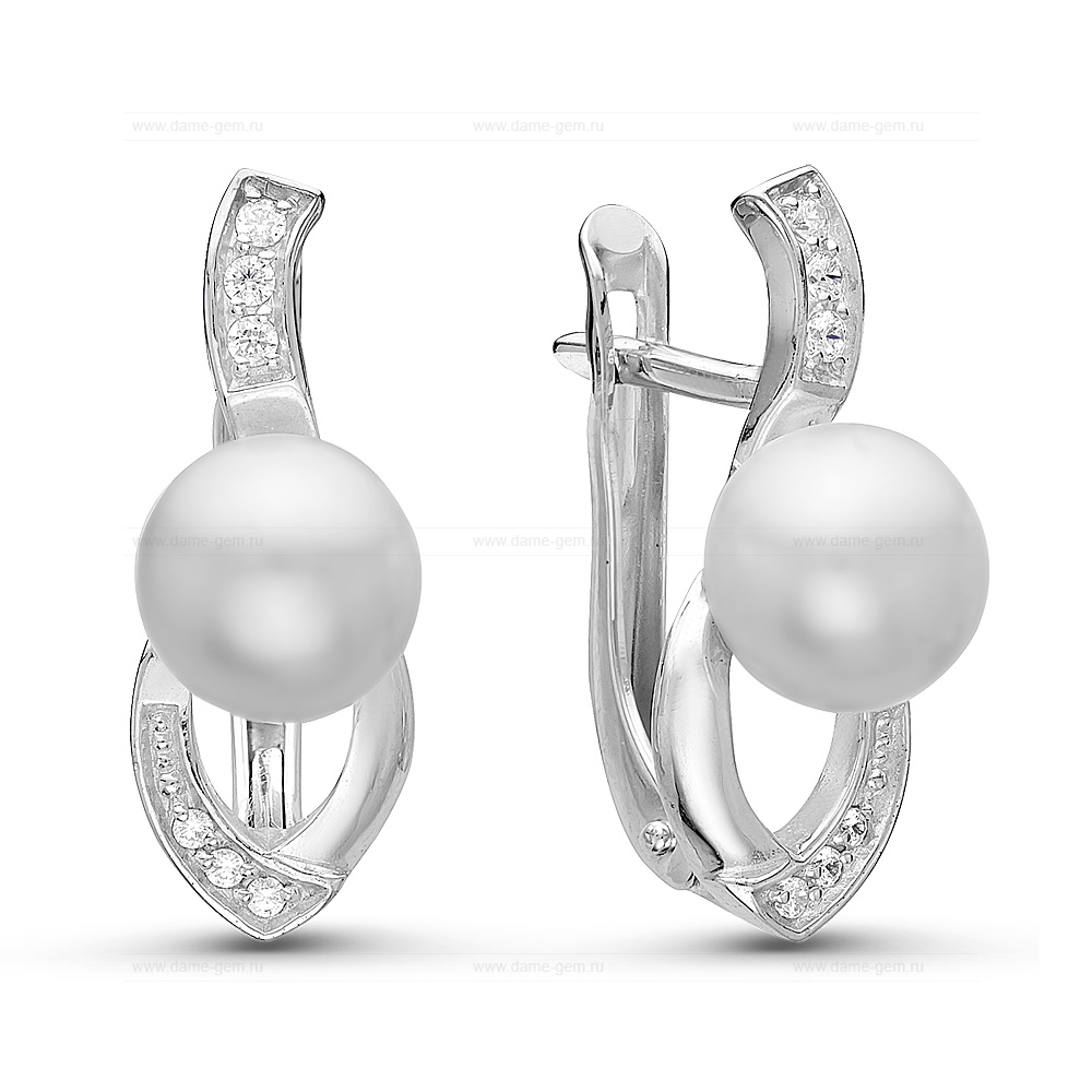 Серьги из серебра с белыми жемчужинами 7-7,5 мм. Артикул 10788 Серьги из серебра с белыми жемчужинами 7-7,5 мм. Артикул 10788