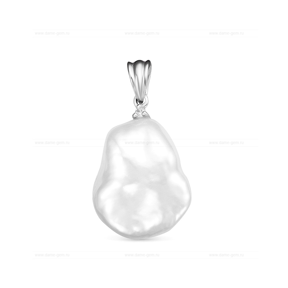 Кулон из серебра с белой барочной жемчужиной 15-17 мм. Артикул 11598 Кулон из серебра с белой барочной жемчужиной 15-17 мм. Артикул 11598