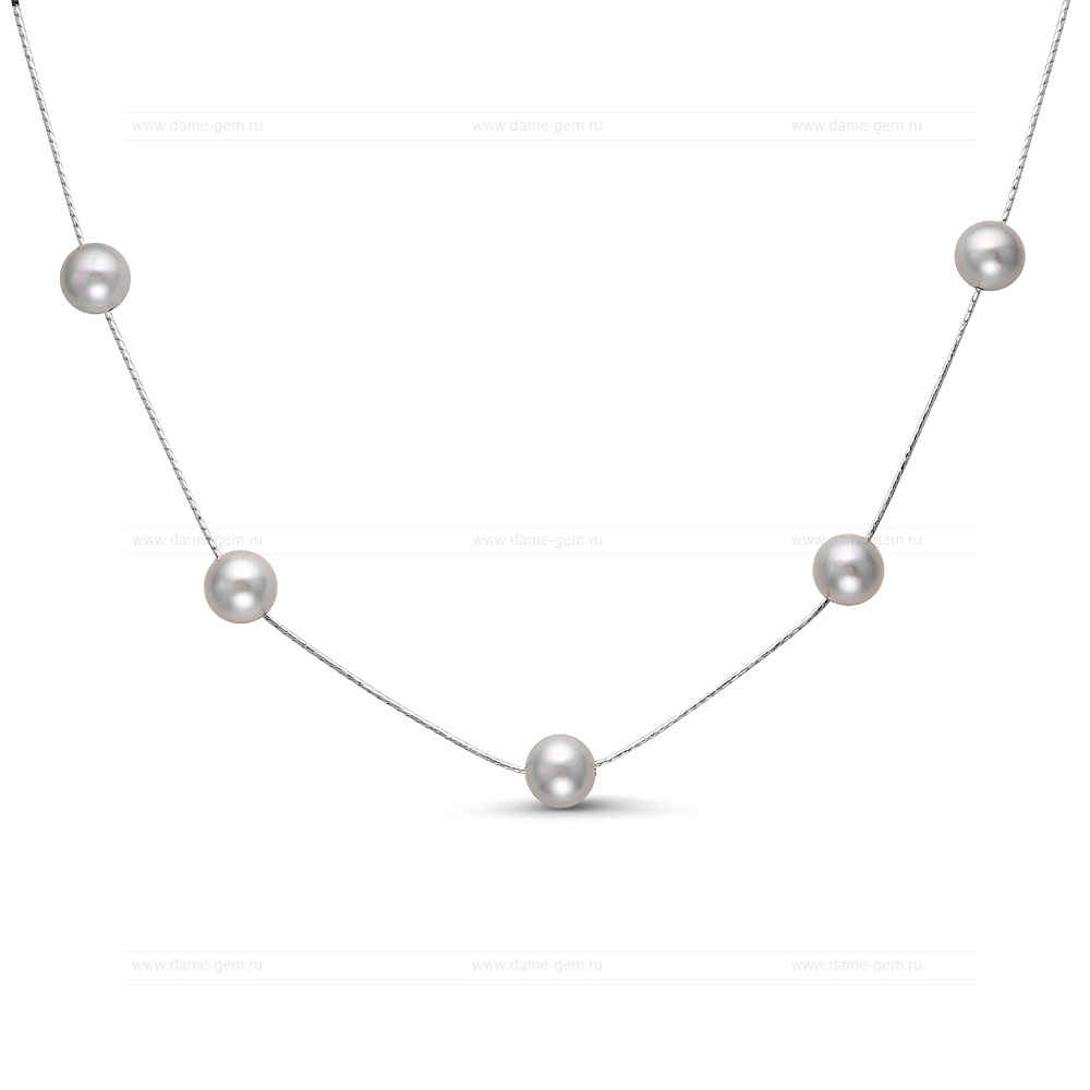 Цепочка из серебра 925 пробы с серыми речными жемчужинами 7-7,5 мм. Артикул 9920 Цепочка из серебра 925 пробы с серыми речными жемчужинами 7-7,5 мм. Артикул 9920