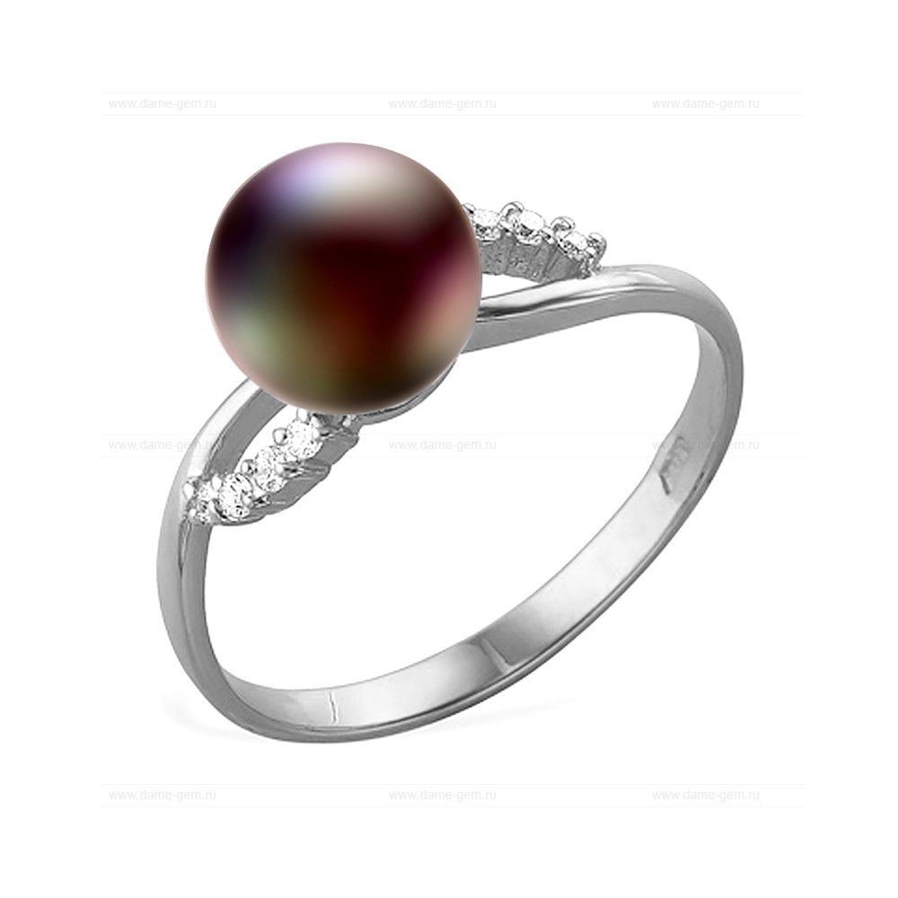 Кольцо из серебра 925 пробы с черной жемчужиной 7-7,5 мм. Артикул 11452 Кольцо из серебра 925 пробы с черной жемчужиной 7-7,5 мм. Артикул 11452
