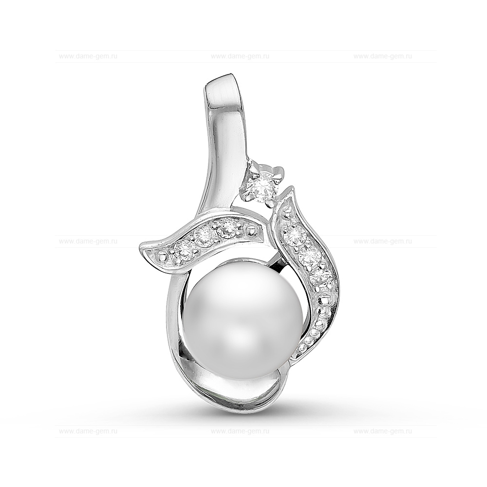 Кулон из серебра с белой речной жемчужиной 7-7,5 мм. Артикул 10936 Кулон из серебра с белой речной жемчужиной 7-7,5 мм. Артикул 10936