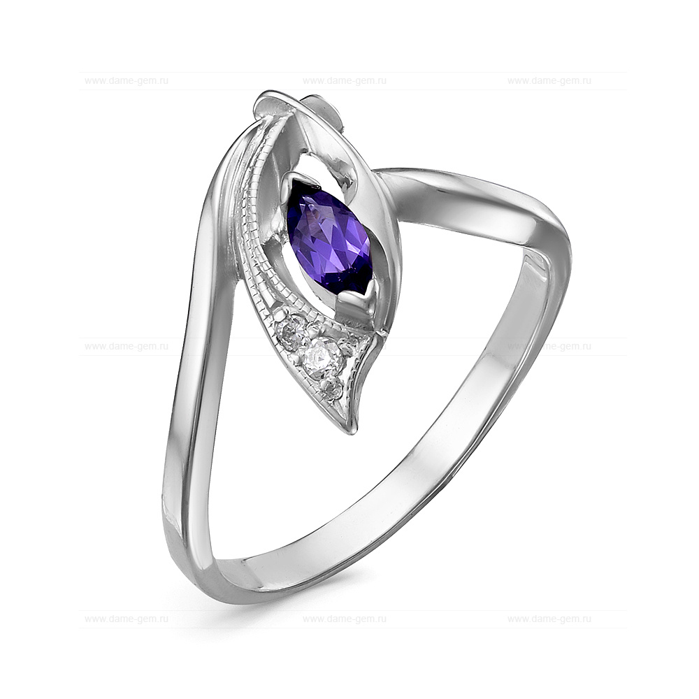 Кольцо из серебра 925 пробы, украшенное фианитами. Артикул 12557