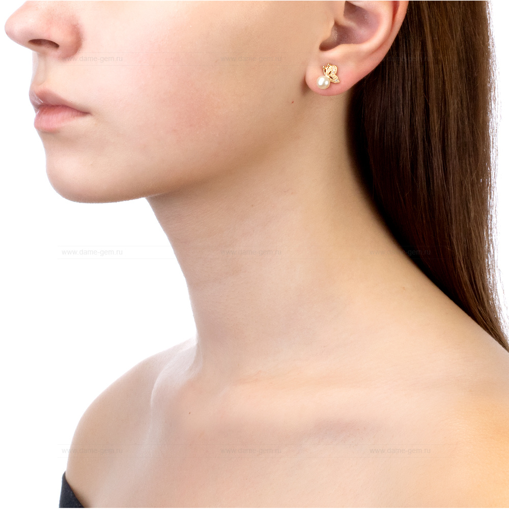 Серьги из серебра с белыми жемчужинами 5,5-6 мм. Артикул 10794 Серьги из серебра с белыми жемчужинами 5,5-6 мм. Артикул 10794