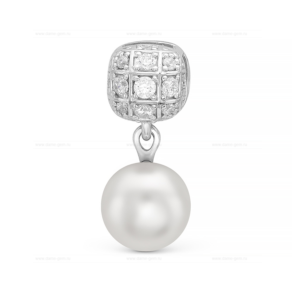 Подвеска из серебра с белой речной жемчужиной 8-8,5 мм. Артикул 10446 Подвеска из серебра с белой речной жемчужиной 8-8,5 мм. Артикул 10446