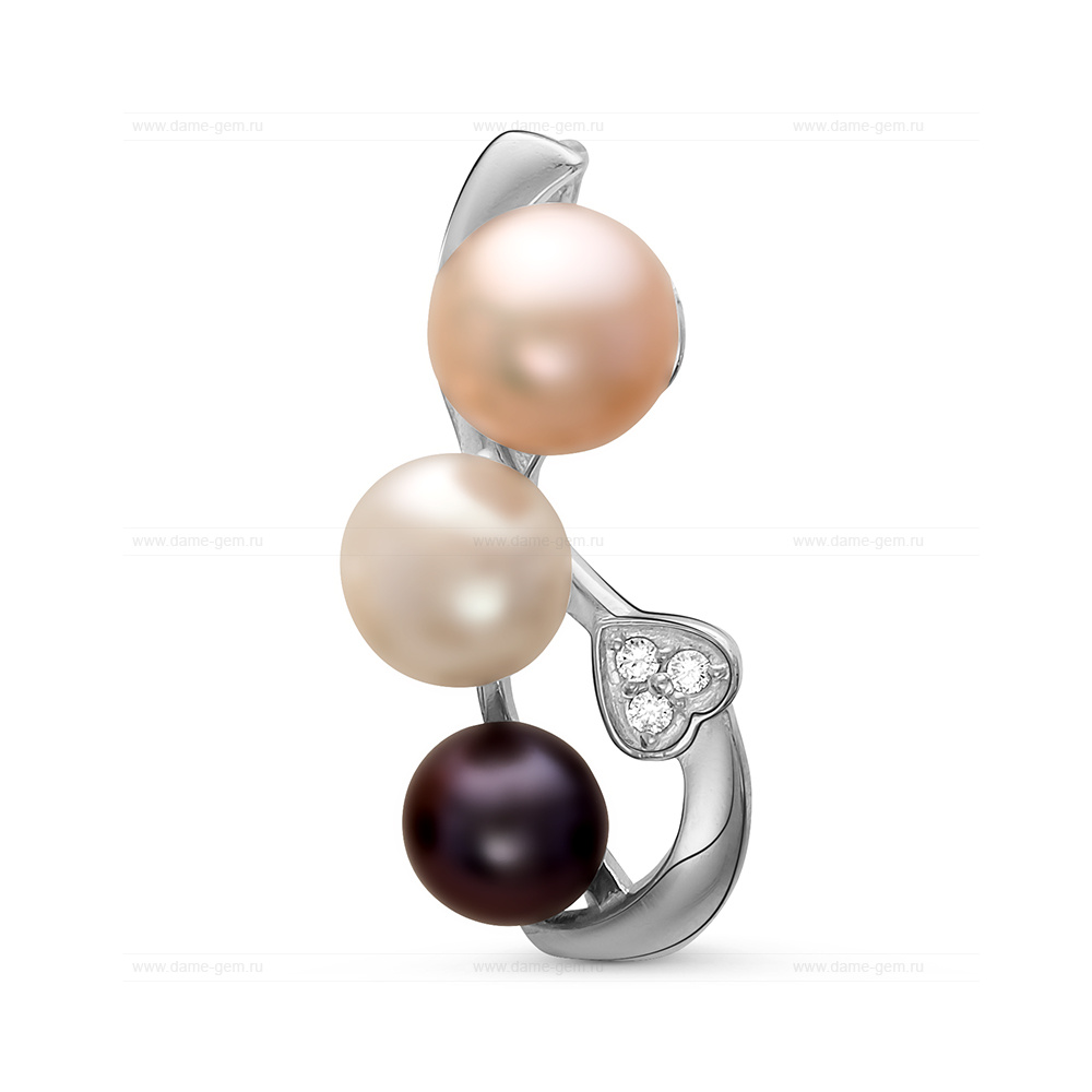 Кулон из серебра с речными жемчужинами "микс" 4,5-6 мм. Артикул 10988