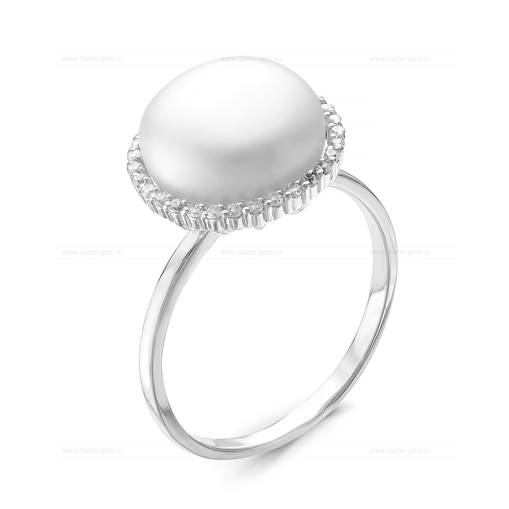 Кольцо из серебра 925 пробы с белой жемчужиной 10,5-11 мм. Артикул 10514 Кольцо из серебра 925 пробы с белой жемчужиной 10,5-11 мм. Артикул 10514