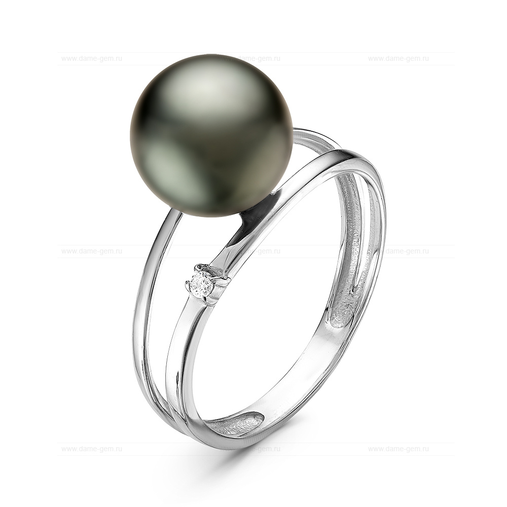 Кольцо из серебра 925 пробы с Таитянской морской жемчужиной 9-9,5 мм. Артикул 10887