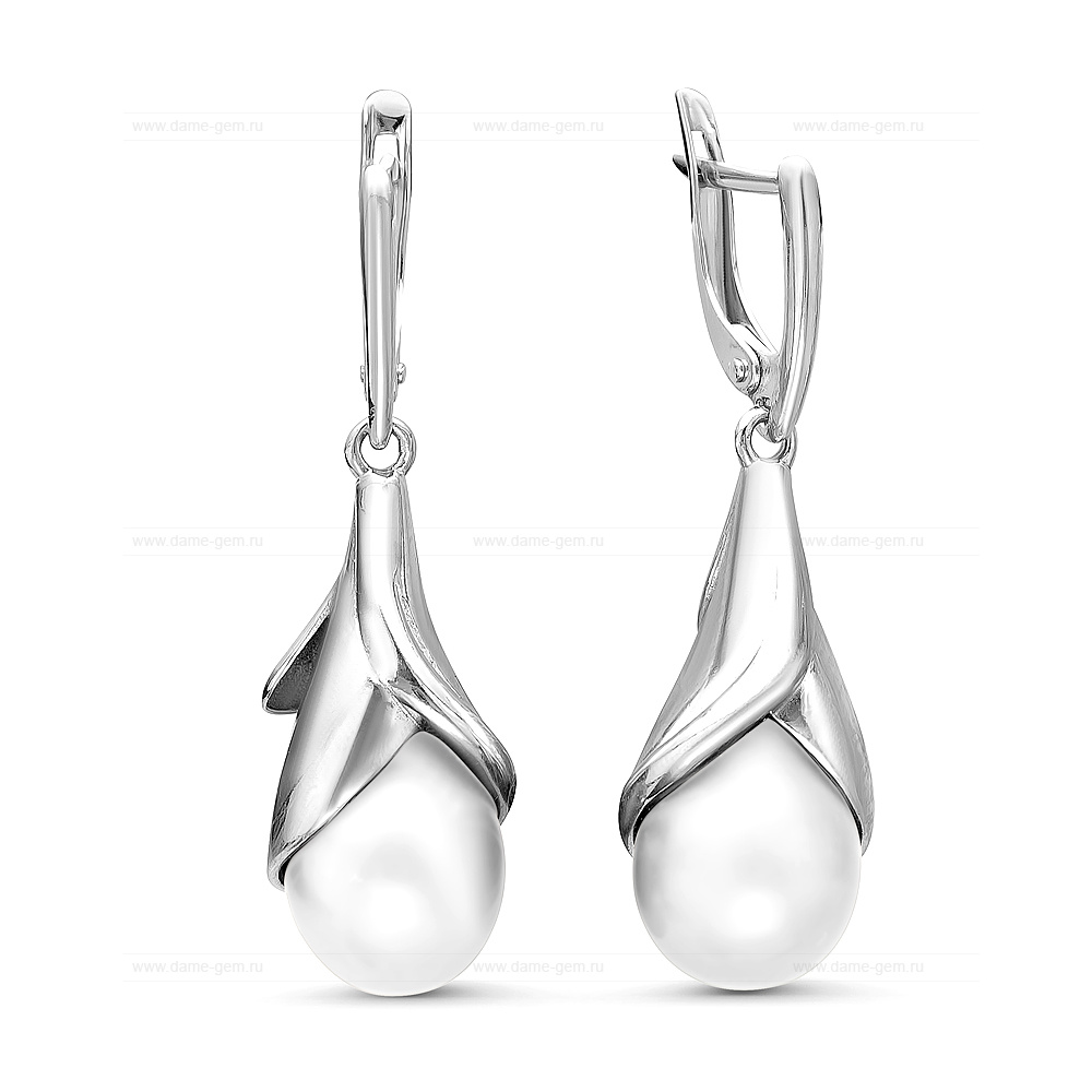 Серьги из серебра с Австралийскими жемчужинами 9-9,5 мм. Артикул 12122 Серьги из серебра с Австралийскими жемчужинами 9-9,5 мм. Артикул 12122