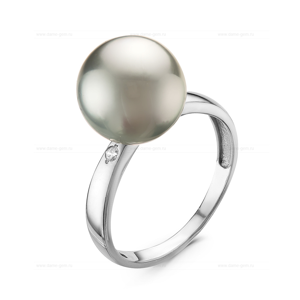 Кольцо из серебра 925 пробы с Таитянской морской жемчужиной 10,6-10,9 мм. Артикул 10894