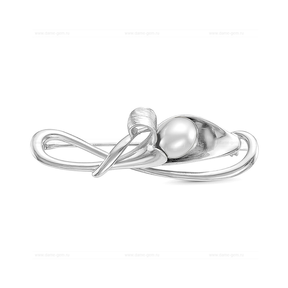 Брошь из серебра с белой речной жемчужиной 11-12 мм. Артикул 12274