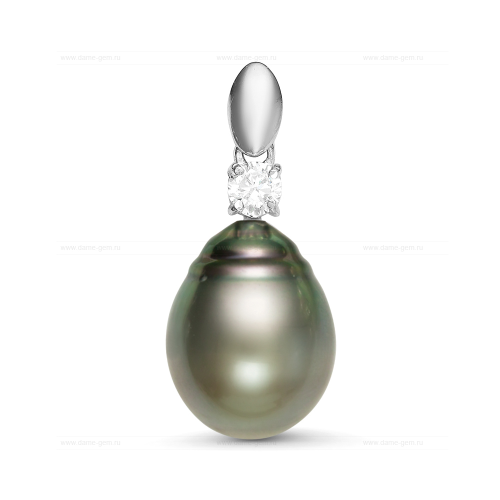 Кулон из серебра с черной Таитянской жемчужиной 12-12,5 мм. Артикул 11867