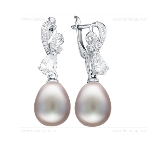 Серьги из серебра с серыми жемчужинами 10-11 мм. Артикул 10198 Серьги из серебра с серыми жемчужинами 10-11 мм. Артикул 10198