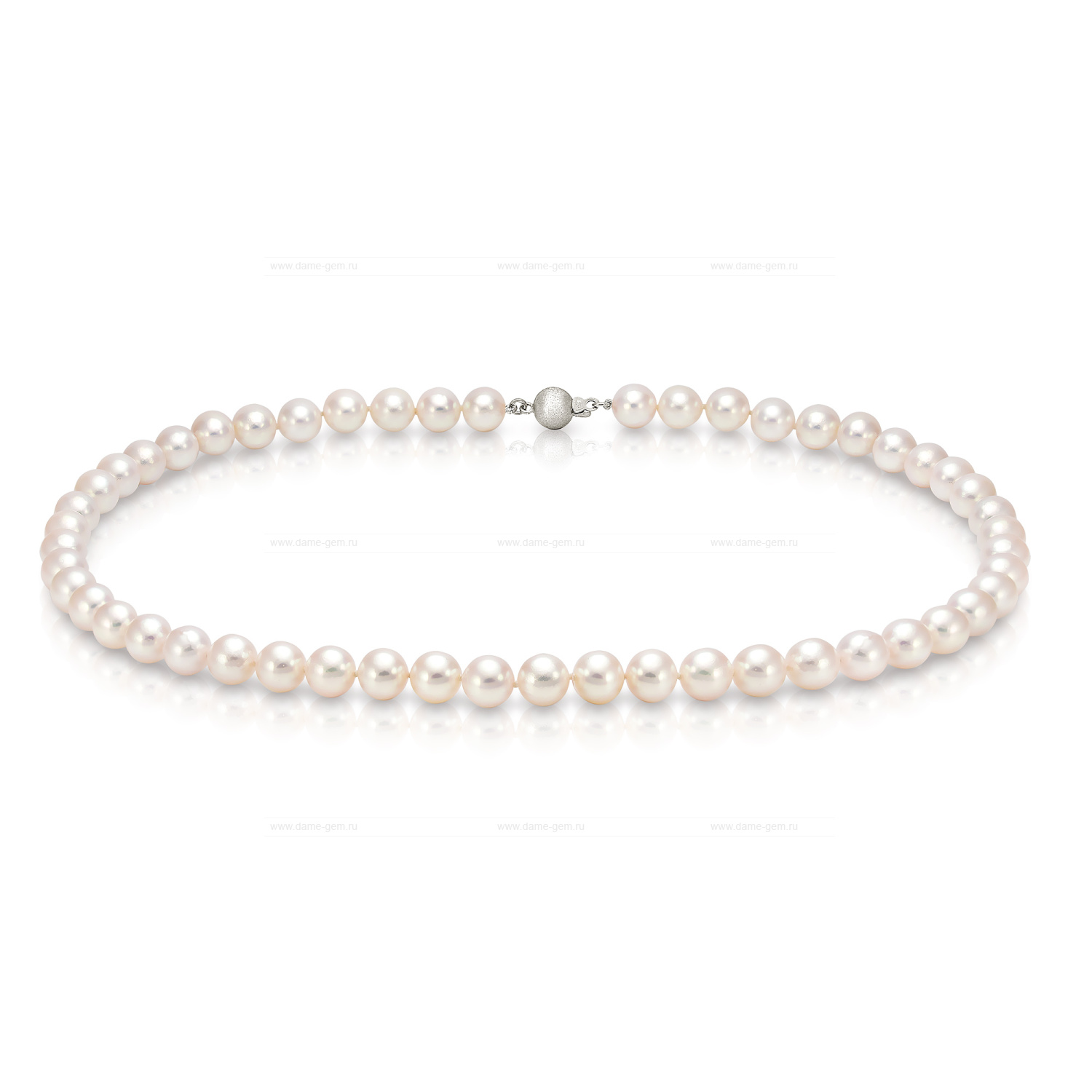 Ожерелье из белого морского жемчуга Акойя (Япония) 7,5-8 мм. Качество жемчуга высокое АА+. Артикул 7709