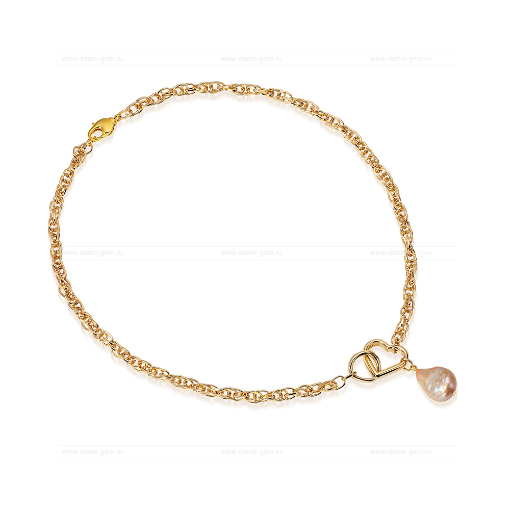 Колье из бижутерного сплава с золотистой жемчужиной 8-12 мм. Качество жемчуга высокое АА+. Артикул 12729 Колье из бижутерного сплава с золотистой жемчужиной 8-12 мм. Качество жемчуга высокое АА+. Артикул 12729