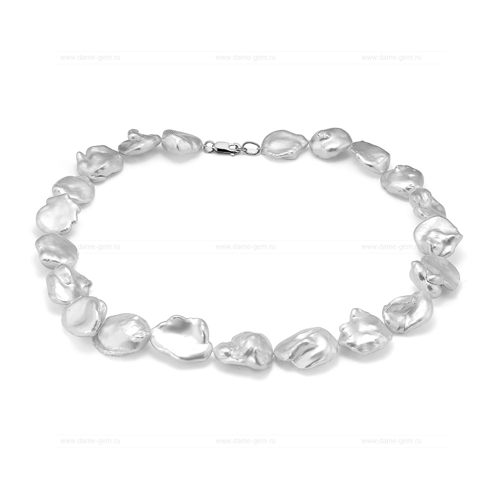 Ожерелье из белого речного жемчуга "Барокко" 15-20 мм. Качество жемчуга высокое АА+. Артикул 12263