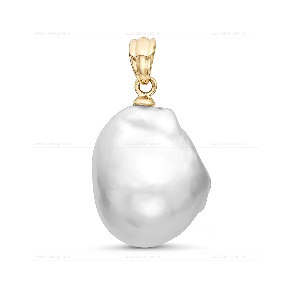 Кулон из желтого золота с барочной жемчужиной 13-16 мм. Артикул 11381 Кулон из желтого золота с барочной жемчужиной 13-16 мм. Артикул 11381
