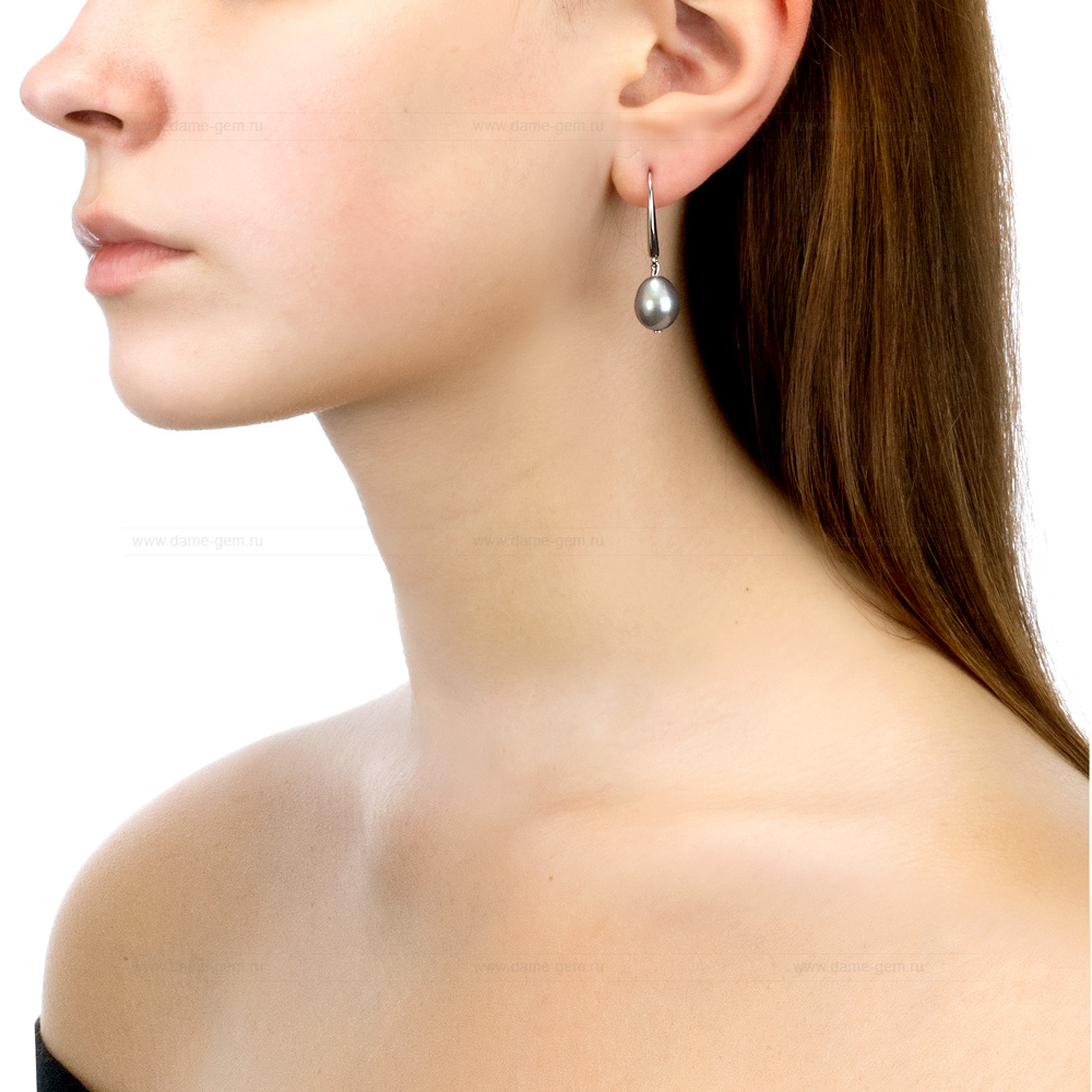 Серьги из серебра с серебристыми жемчужинами 10-11 мм. Артикул 12198 Серьги из серебра с серебристыми жемчужинами 10-11 мм. Артикул 12198