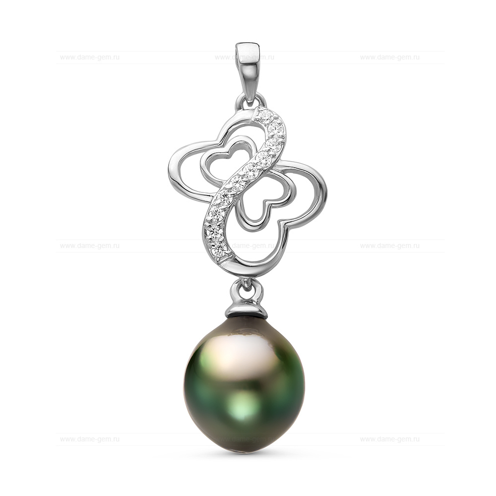 Кулон из серебра с черной Таитянской жемчужиной 11,6-11,9 мм. Артикул 11087